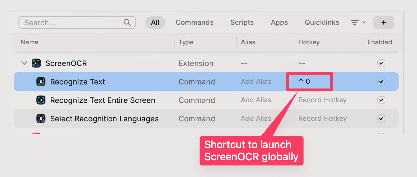 How to assign a keyboard shortcut to a command in Raycast